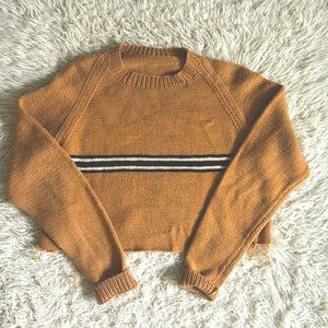 90’s Distressed Cropped Striped Sweater